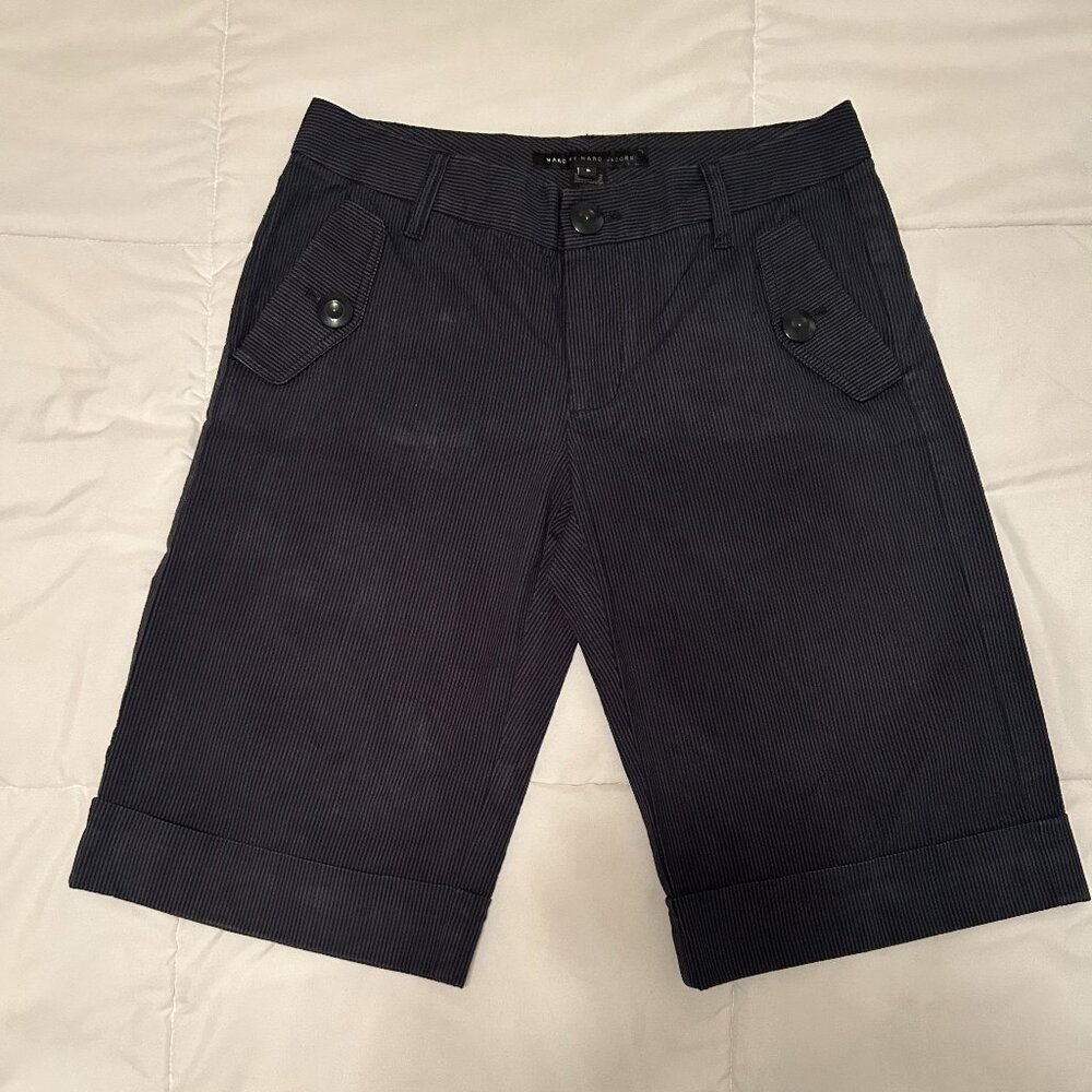 Marc by Marc Jacobs Shorts Women’s 6 Navy Pinstripe Cuffed Cotton Blend